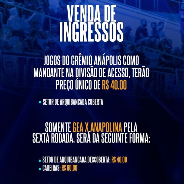 Confira os detalhes sobre a venda de ingressos dos jogos em casa do GEA na Divisão de Acesso