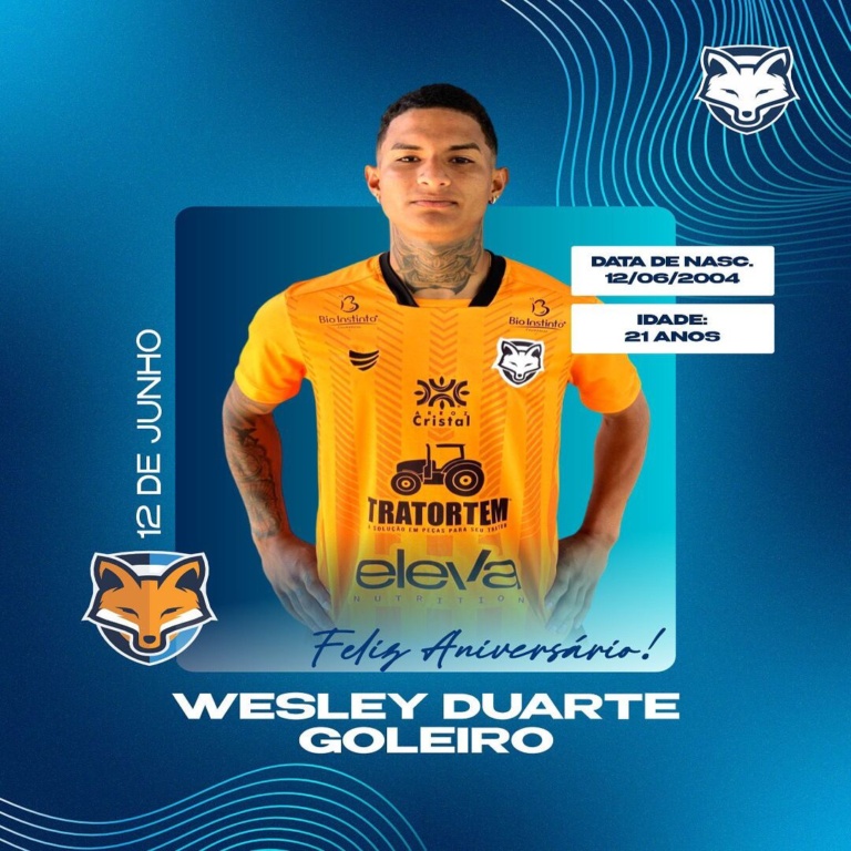 Grêmio Anápolis parabeniza o goleiro Wesley Duarte pelo aniversário de 21 anos