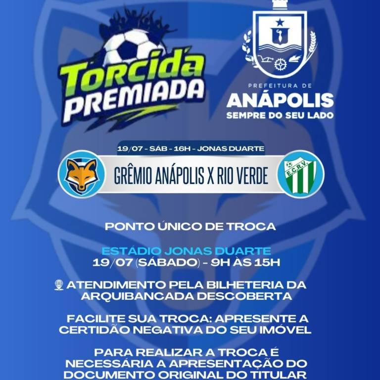 Confira informações da troca e venda de ingressos para Grêmio Anápolis e Rio Verde