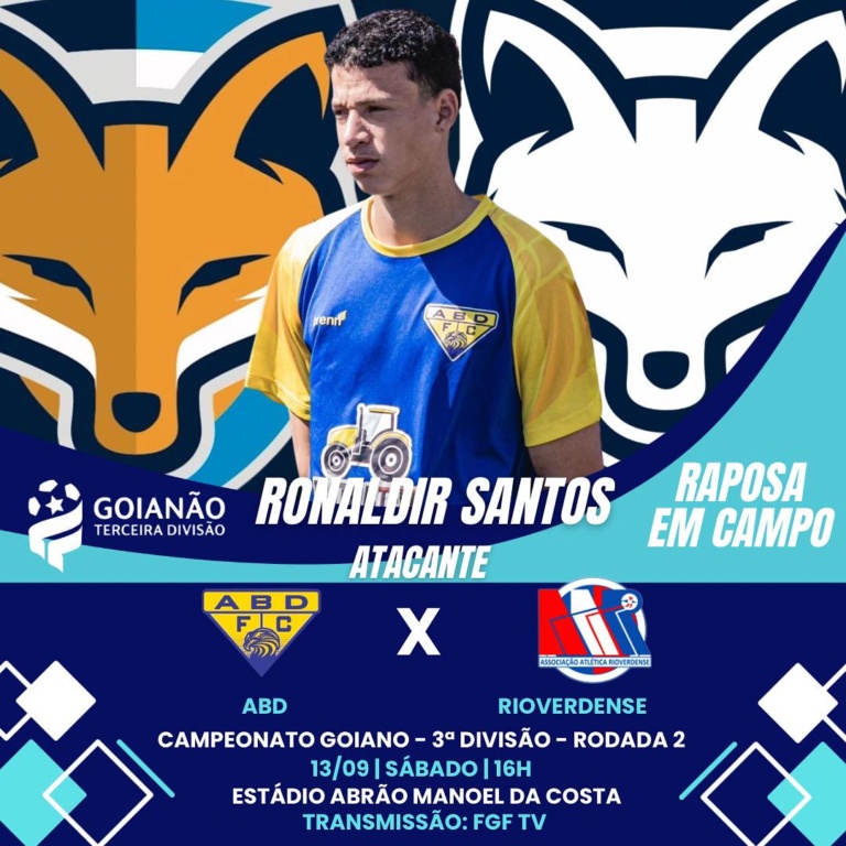 Atacante Ronaldir Santos está disponível pelo ABD, para enfrentar a Rioverdense na 3ª divisão goiana