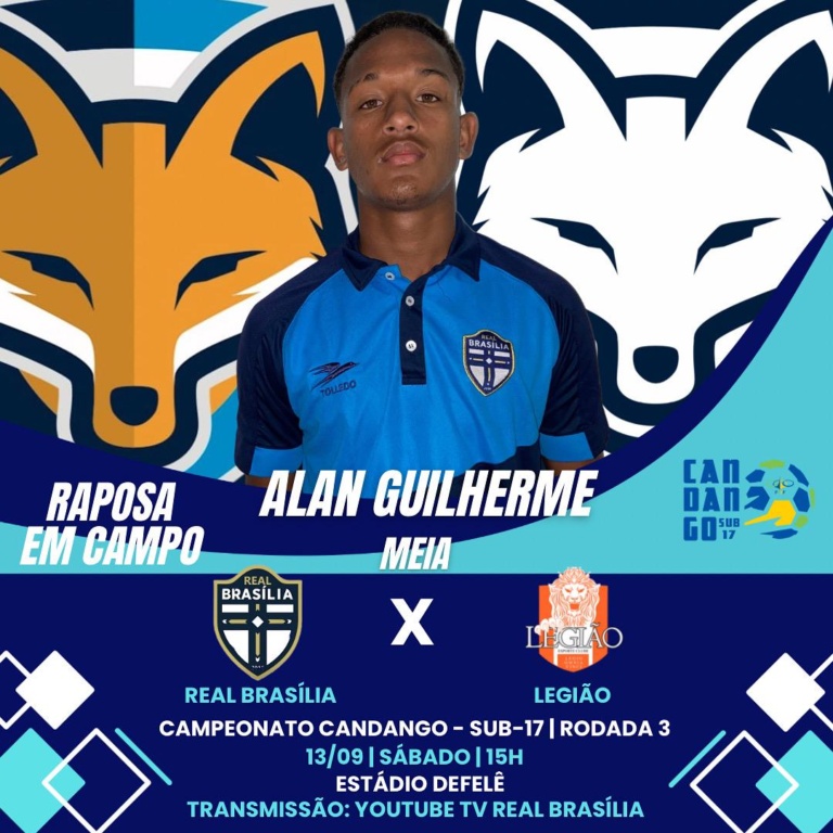 Meia Alan Guilherme é relacionado pela 3ª vez consecutiva pelo sub-17 do Real Brasília