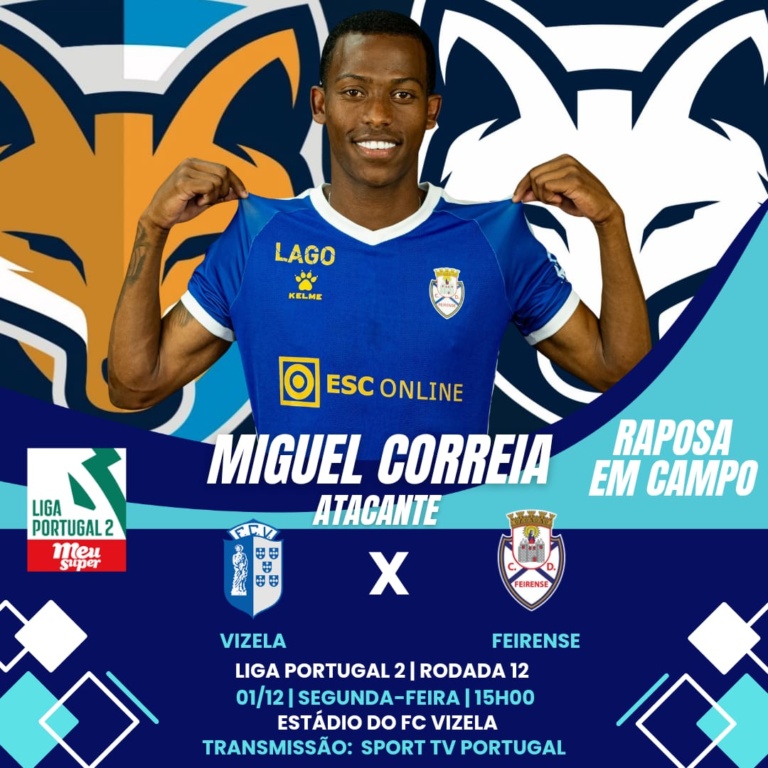 Miguel Correia está relacionado pelo Feirense, para encarar o Vizela, pela Liga Portugal 2