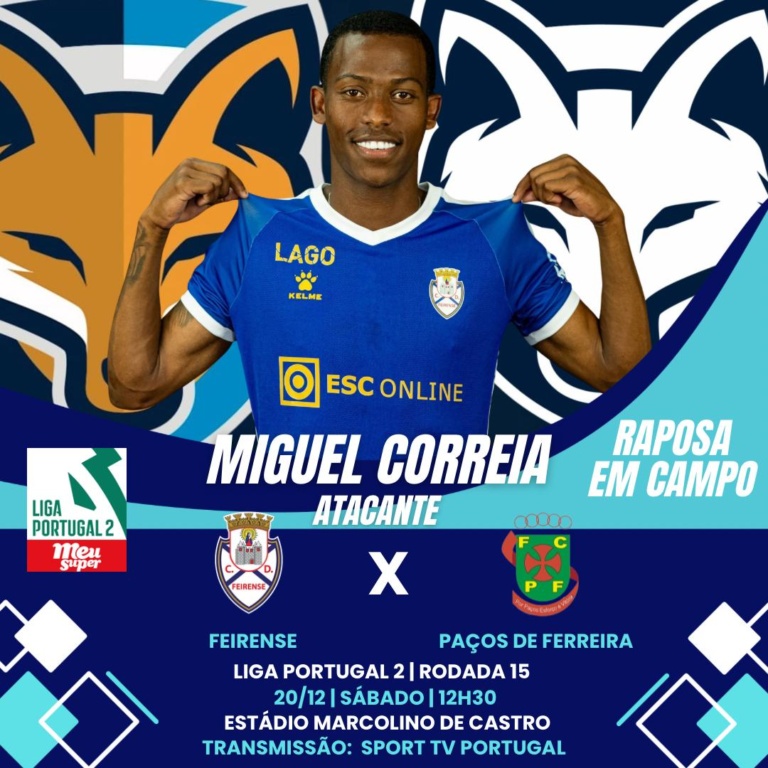 Miguel Correia está disponível pelo Feirense para encarar o Paços de Ferreira pela Liga Portugal 2