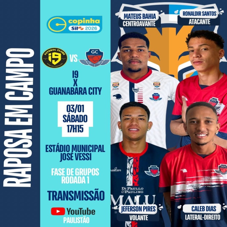 Quatro atletas do GEA são relacionados pelo Guanabara City para enfrentar o I9/SP na estreia da Copinha