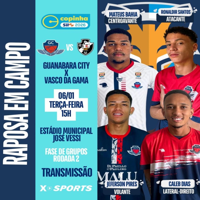 Quatro atletas do Grêmio Anápolis estão disponíveis pelo Guanabara City para encarar o Vasco da Gama na Copinha