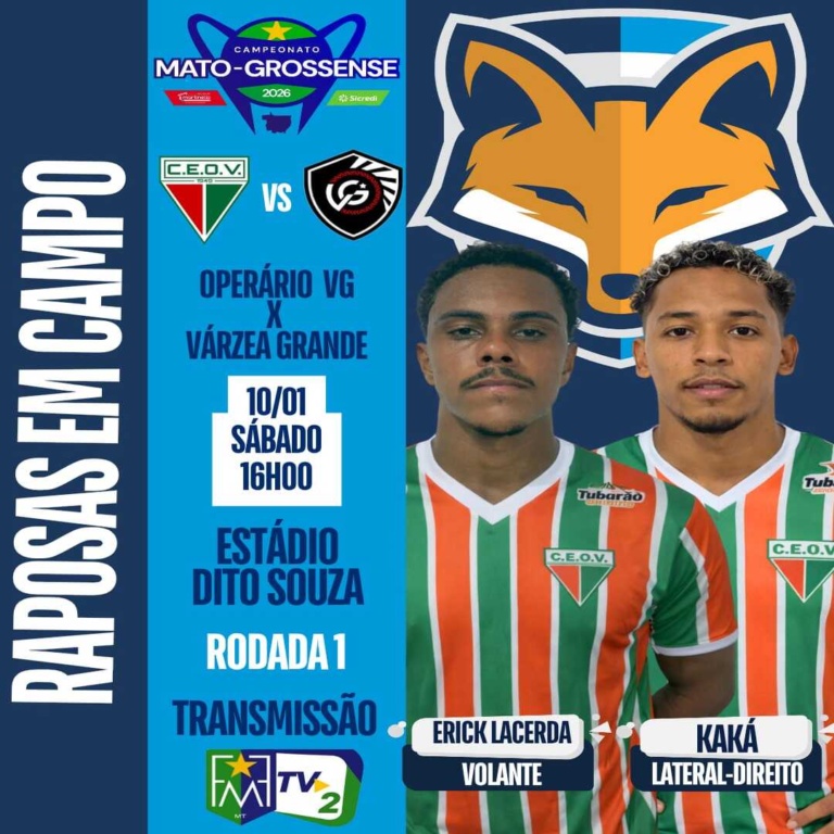 Erick Lacerda e Kaká estão disponíveis pelo Operário VG diante do Várzea Grande e podem estrear no Campeonato Mato-grossense