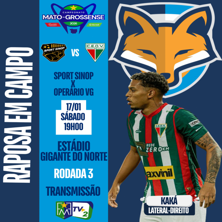 Kaká está disponível pelo Operário VG para enfrentar o Sport Sinop pelo Campeonato Mato-grossense