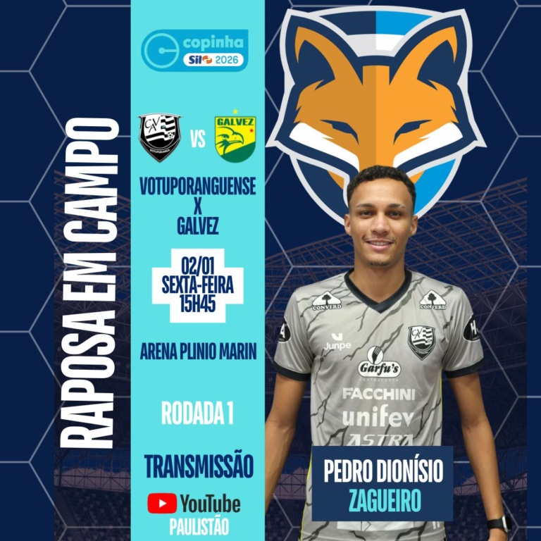 Pedro Dionísio vai a campo com a Votuporanguense pela Copinha e é o primeiro Raposa em campo de 2026