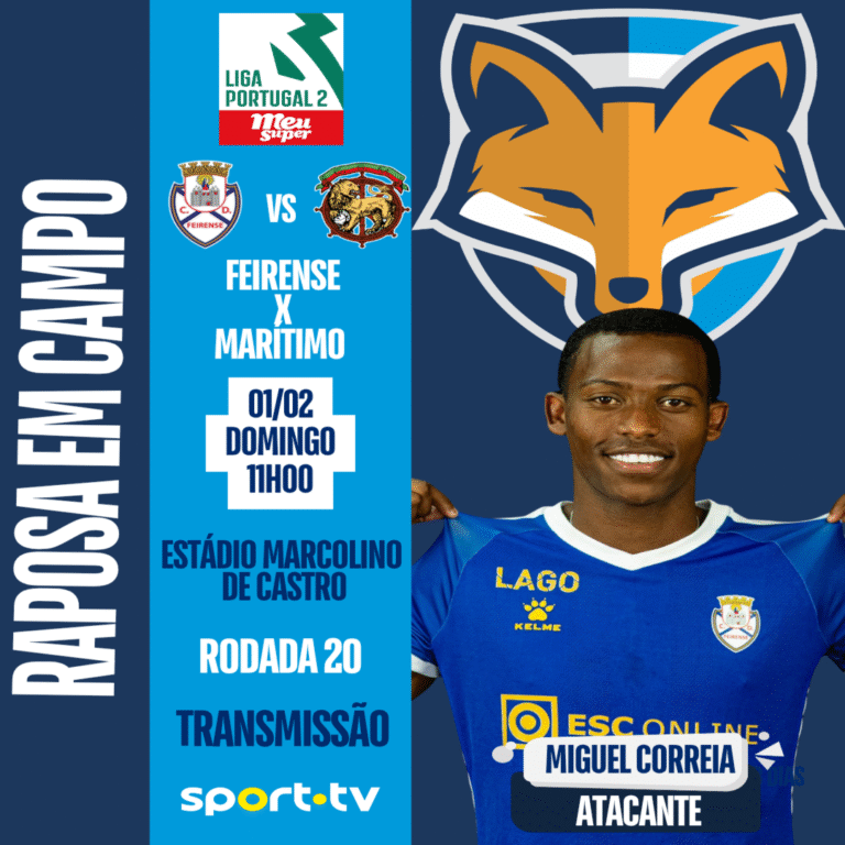 Miguel Correia está relacionado pelo Feirense, que enfrenta o Marítimo pela Liga Portugal 2 neste domingo (1)