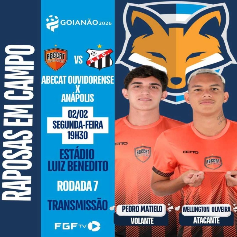 Pedro Matielo e Wellington Oliveira estão relacionados pelo Abecat para enfrentar o Anápolis pelo Goianão