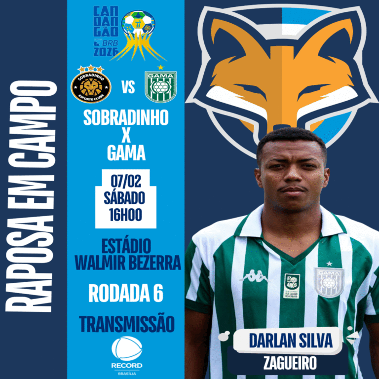 De volta após suspensão, Darlan Silva está relacionado pelo Gama para enfrentar o Sobradinho pelo Candangão