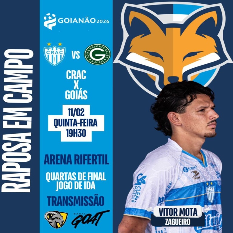 Vitor Mota está disponível pelo Crac para encarar o Goiás pela ida das quartas de final do Goianão
