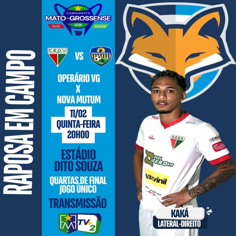 Kaká pode atuar pelo Operário VG contra o Nova Mutum em busca de vaga na semifinal do Campeonato Mato-grossense