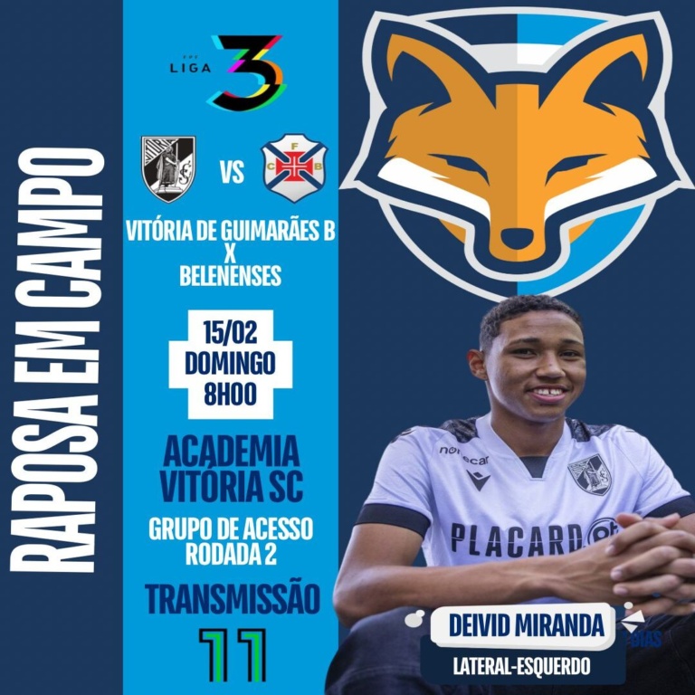 Deivid Miranda está relacionado pelo Vitória de Guimarães B diante do Belenenses pela Liga 3 de Portugal
