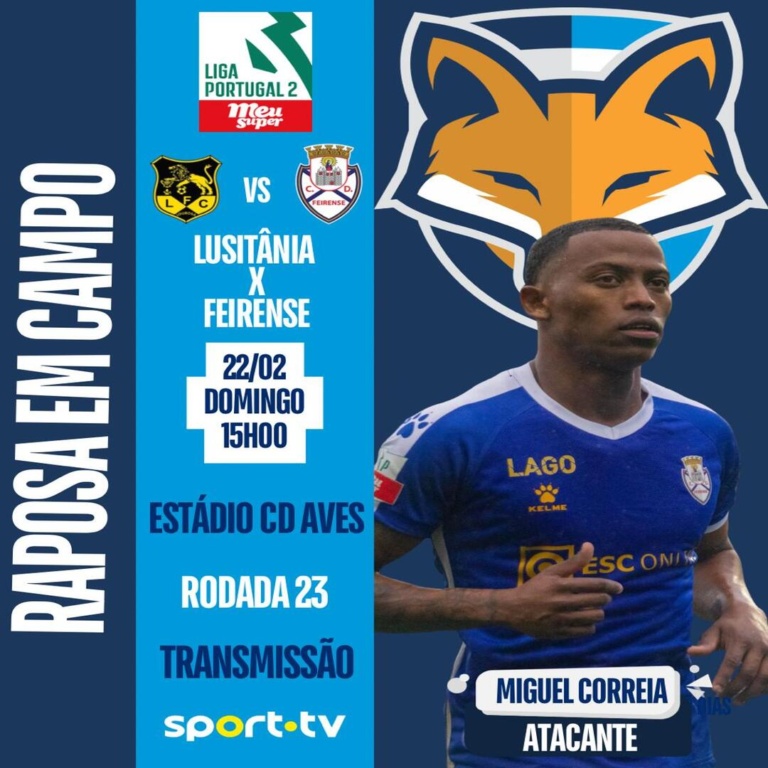 Miguel Correia está entre os relacionados do Feirense para encarar o Lusitânia pela Liga Portugal 2 neste domingo (22)