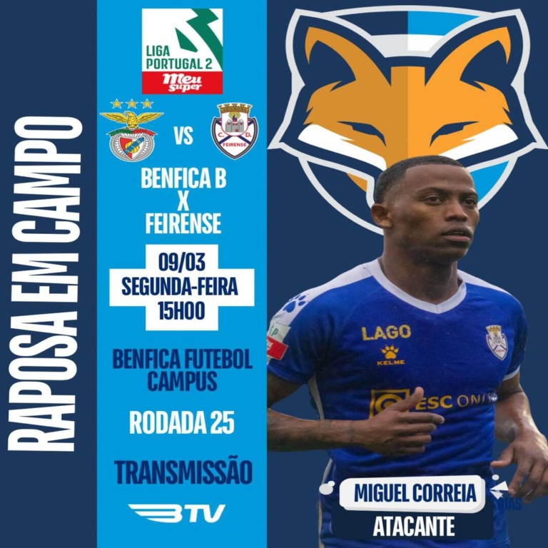 Miguel Correia está disponível pelo Feirense para enfrentar o Benfica B pela Liga Portugal 2