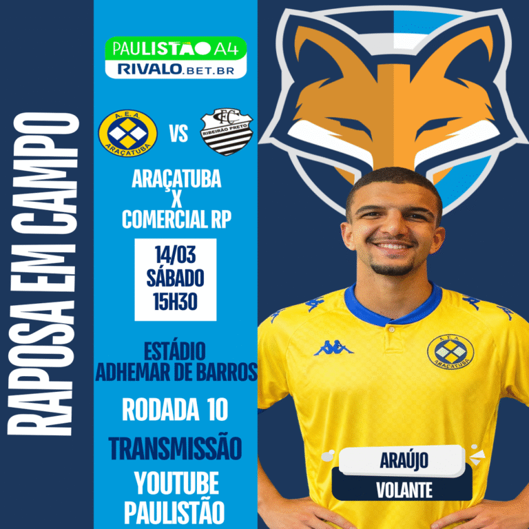 Araújo está disponível pelo Araçatuba em casa, contra o Comercial RP pelo Paulista A4