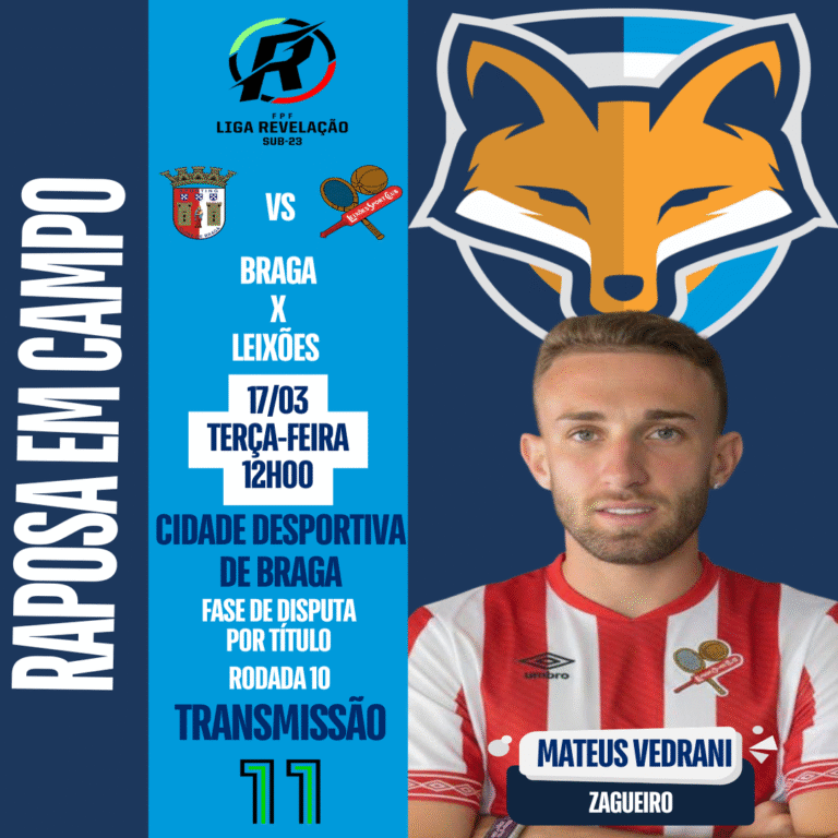 Mateus Vedrani está relacionado pelo Leixões para encarar o Braga pela Liga Revelação sub-23