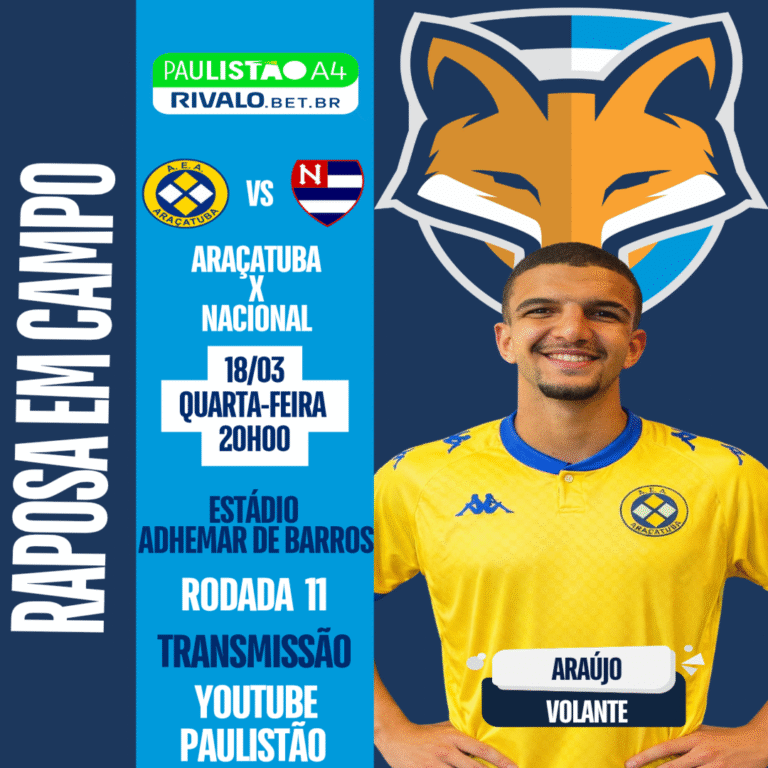 Araújo está relacionado pelo Araçatuba que enfrenta o Nacional/SP, pelo Paulista A4