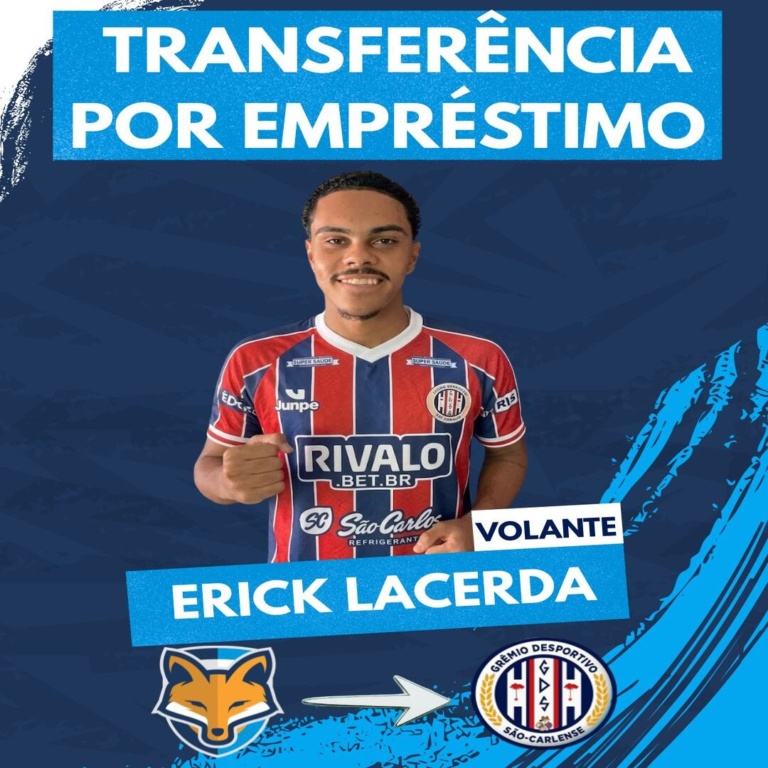 Grêmio Anápolis empresta volante Erick Lacerda ao Grêmio São-Carlense/SP, para a sequência do Paulista A4