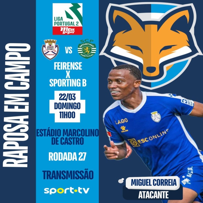 Miguel Correia é relacionado e pode atuar pelo Feirense contra o Sporting B, pela Liga Portugal 2