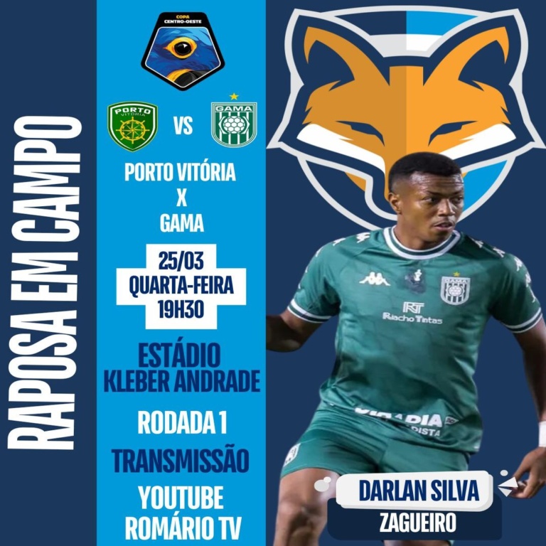 Darlan Silva está disponível pelo Gama, para enfrentar o Porto Vitória/ES pela primeira rodada da Copa Centro-Oeste