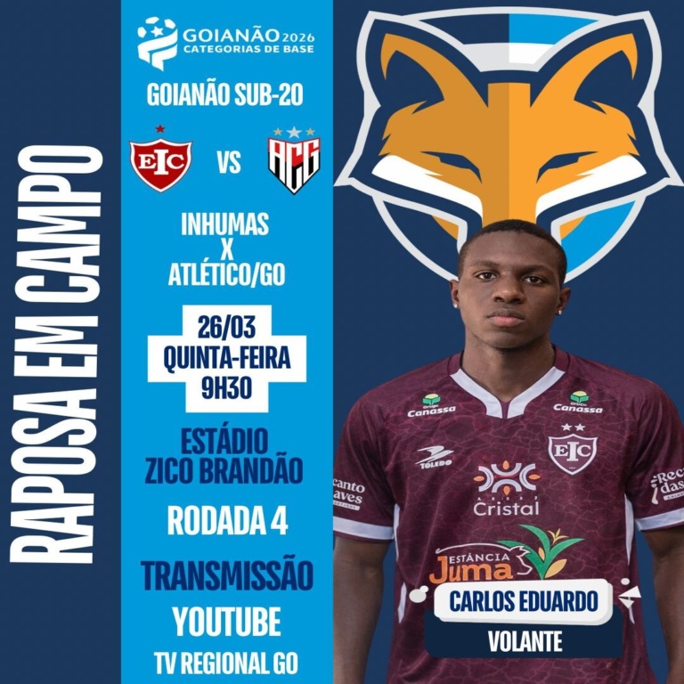Carlos Eduardo está disponível pelo Inhumas para encarar o Atlético/GO pelo Goianão sub-20