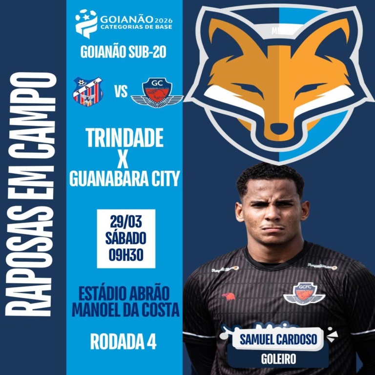 Samuel Cardoso está relacionado pelo Guanabara City para defender a meta contra o Trindade no Goianão sub-20