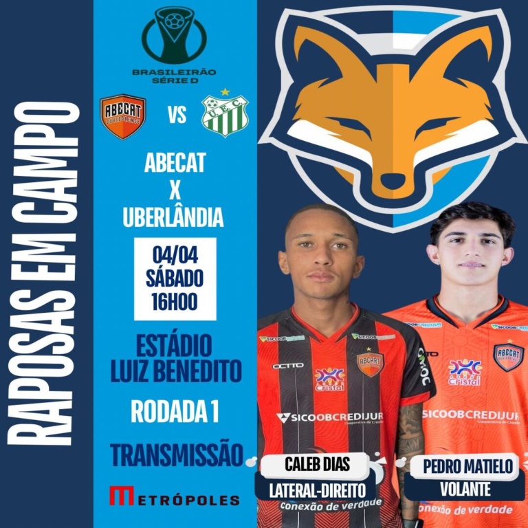 Caleb Dias e Pedro Matielo estão relacionados para a estreia no Abecat diante do Uberlândia na Série D