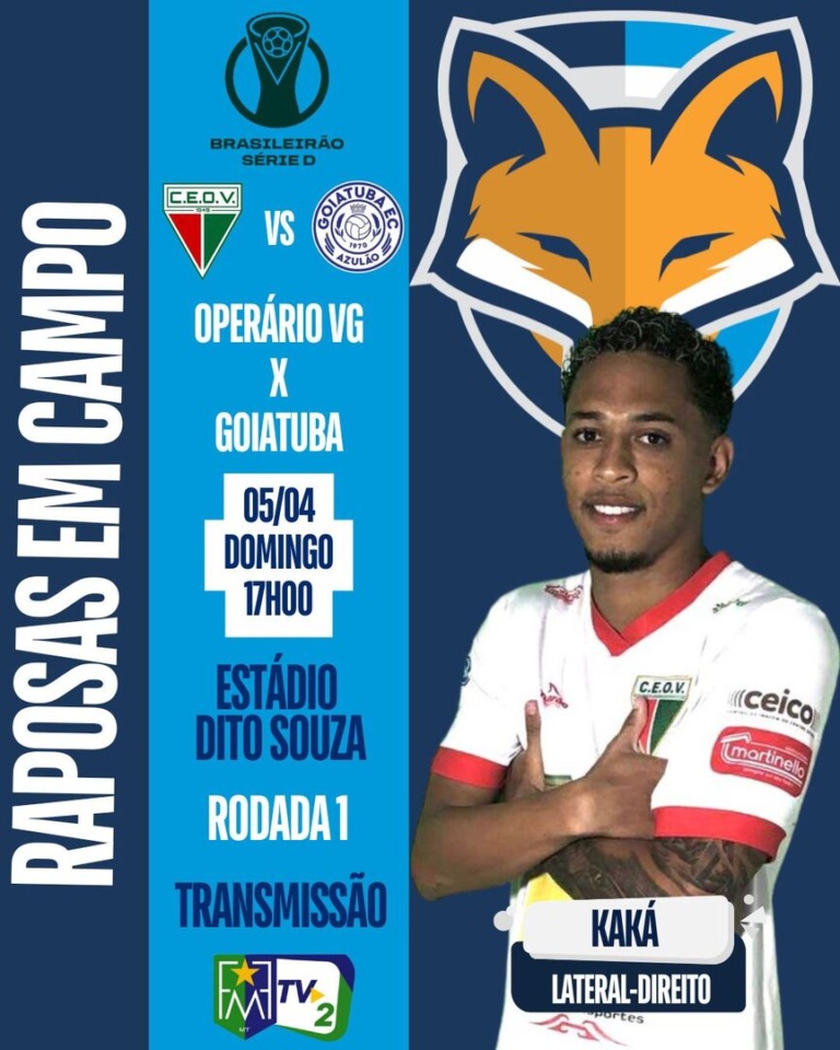 Kaká poderá estrear no Brasileirão Série D pelo Operário VG diante do Goiatuba em casa