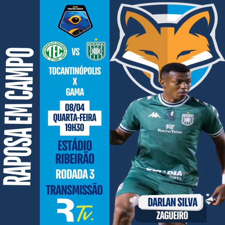 Darlan Silva está relacionado pelo Gama para enfrentar o Tocantinópolis pela terceira rodada da Copa Centro-Oeste