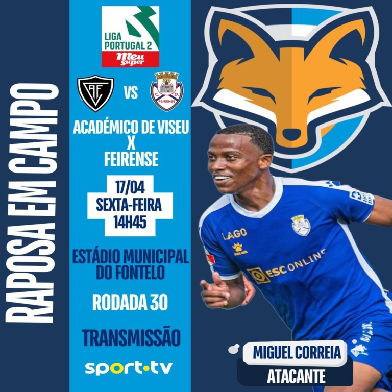 Miguel Correia está disponível pelo Feirense para atuar contra o Académico de Viseu pela Liga Portugal 2