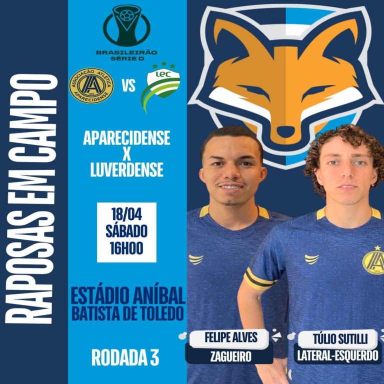 Felipe Alves e Túlio Sutilli estão disponíveis pela Aparecidense para enfrentar a Luverdense pela Série D