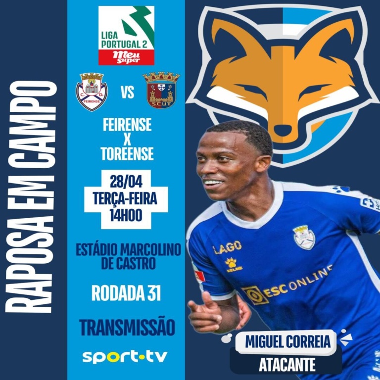 Miguel Correia está disponível pelo Feirense para enfrentar o Toreense pela Liga Portugal 2