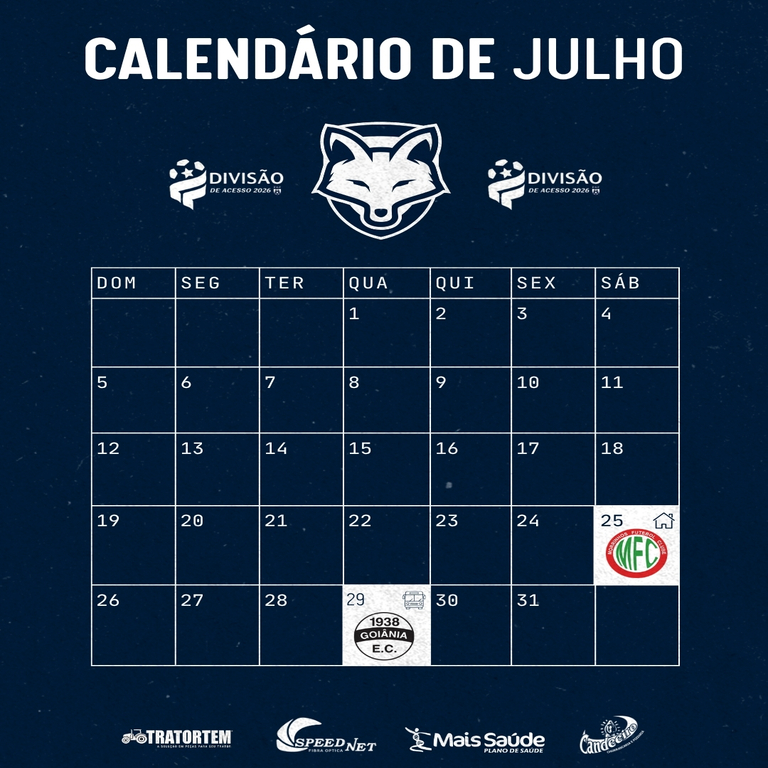 Confira os jogos do mês de Julho para o Grêmio Anápolis