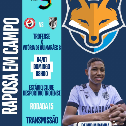 Deivid Miranda é relacionado pela equipe B do Vitória de Guimarães contra o Trofense pela Liga 3