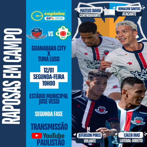 Quatro atletas do Grêmio Anápolis são relacionados pelo Guanabara City para encarar a Tuno Luso, pela segunda fase da Copinha