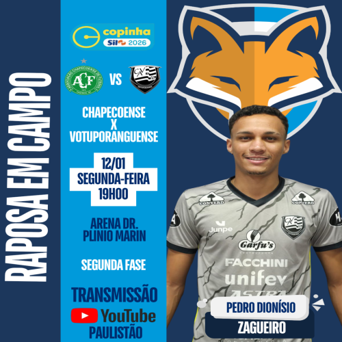 Pedro Dionísio está relacionado pelo Votuporanguense para enfrentar a Chapecoense na segunda fase da Copinha