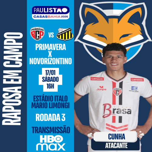 Cunha está disponível pelo Primavera para encarar o Novorizontino pela terceira rodada do Paulistão