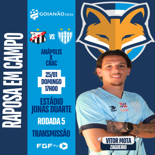Vitor Mota está disponível pelo Crac, que enfrenta o Anápolis pela quinta rodada do Goianão