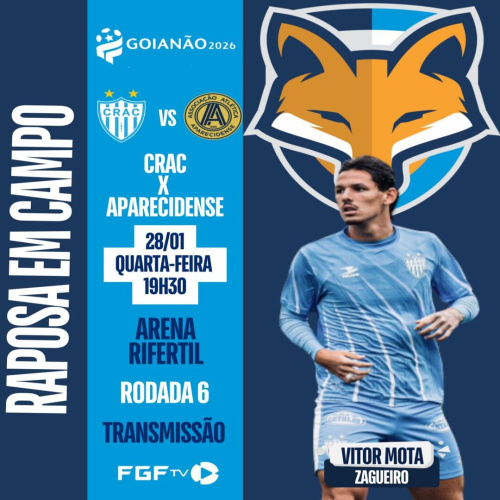 Vitor Mota está relacionado pelo Crac para enfrentar a Aparecidense pela sexta rodada do Goianão