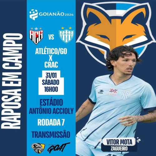 Vitor Mota está relacionado pelo Crac para enfrentar o Atlético/GO pela sétima rodada do Goianão