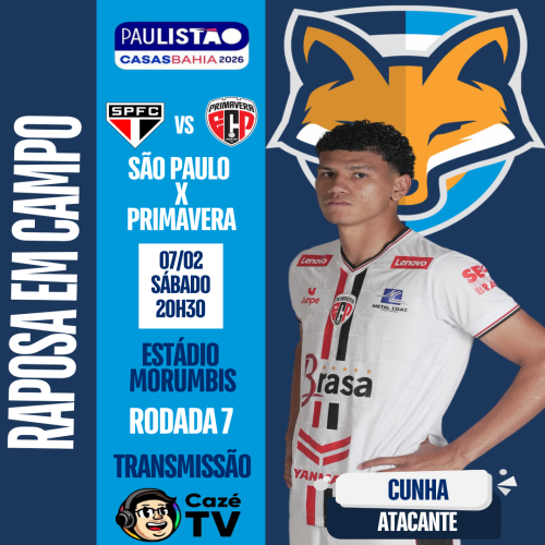 Cunha está relacionado pelo Primavera para enfrentar o São Paulo em confronto direto pelo Paulistão