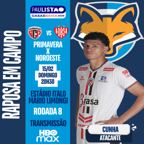 Cunha está disponível pelo Primavera, pela última rodada do Paulistão diante do Noroeste