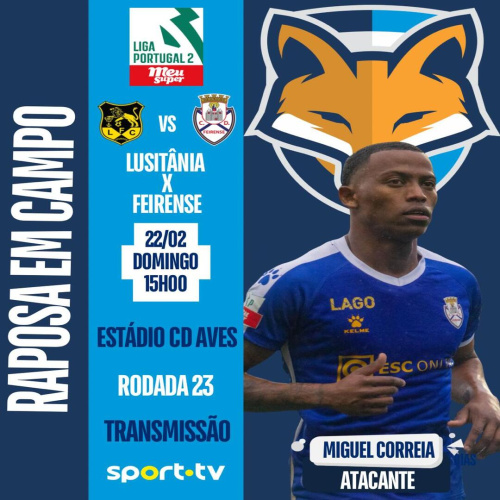Miguel Correia está entre os relacionados do Feirense para encarar o Lusitânia pela Liga Portugal 2 neste domingo (22)