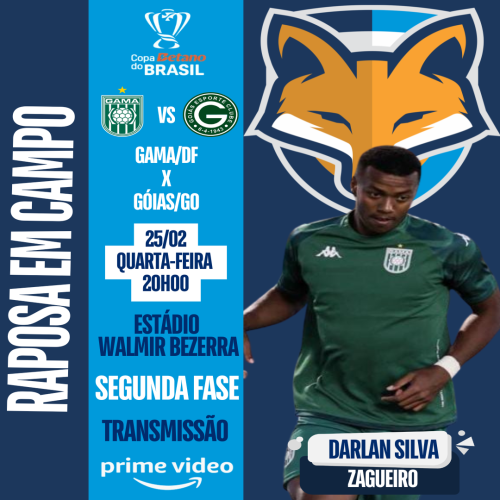 Darlan Silva está relacionado pelo Gama para enfrentar o Goiás pela segunda fase da Copa do Brasil