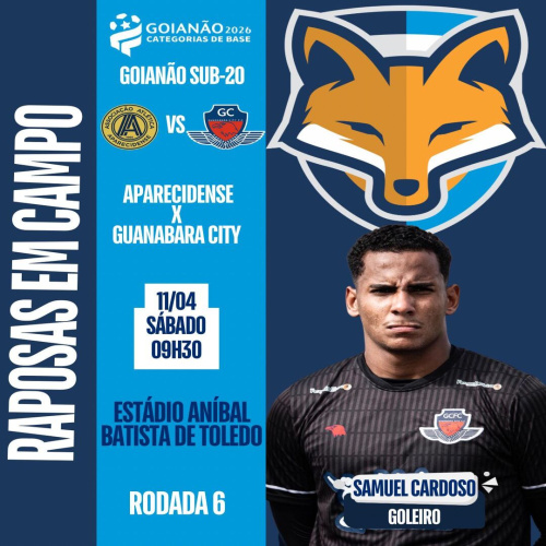 Samuel Cardoso está relacionado pelo Guanabara City para defender a meta contra a Aparecidense pelo Goianão sub-20