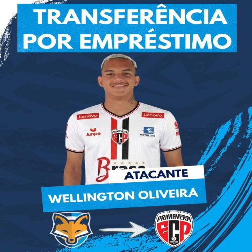 Grêmio Anápolis empresta atacante Wellington Oliveira ao Primavera/SP para a disputa da Copa Paulista 2026 e Paulistão 2027