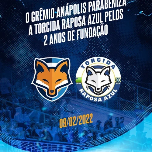 Grêmio Anápolis parabeniza a Torcida Raposa Azul pelos 2 anos de fundação