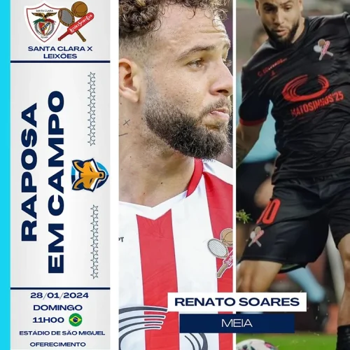 Pelo Leixões, Renato Soares enfrenta o vice-líder Santa Clara neste domingo (28)